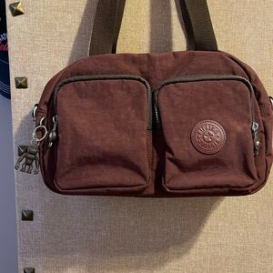 Kipling handbag Plum with Rubber Monkey